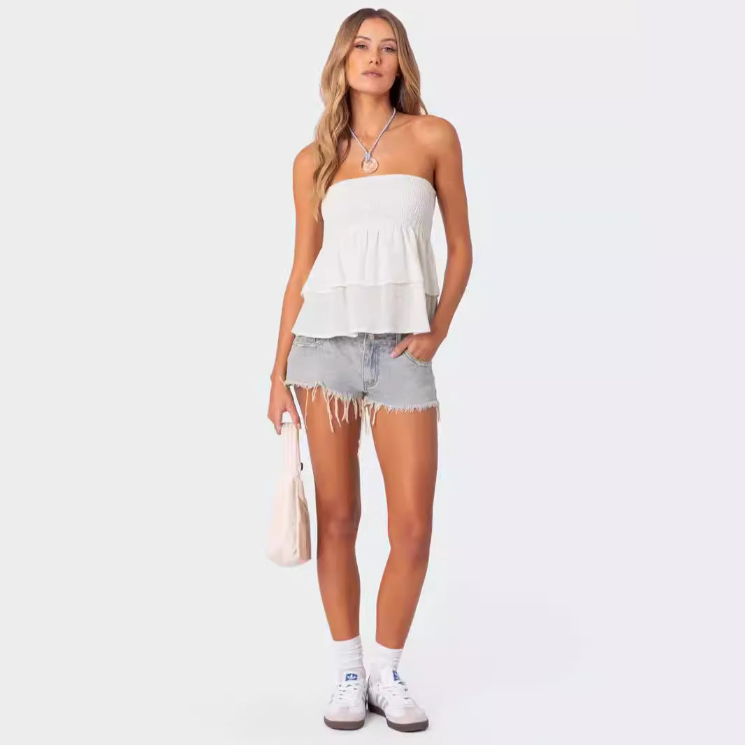 Summer Bandeau Sexy Off-the-shoulder Women's Top