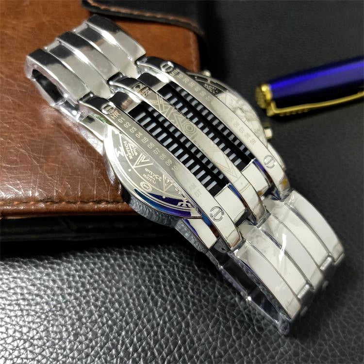 Creative Double Row Light Binary Steel Band LED Watch