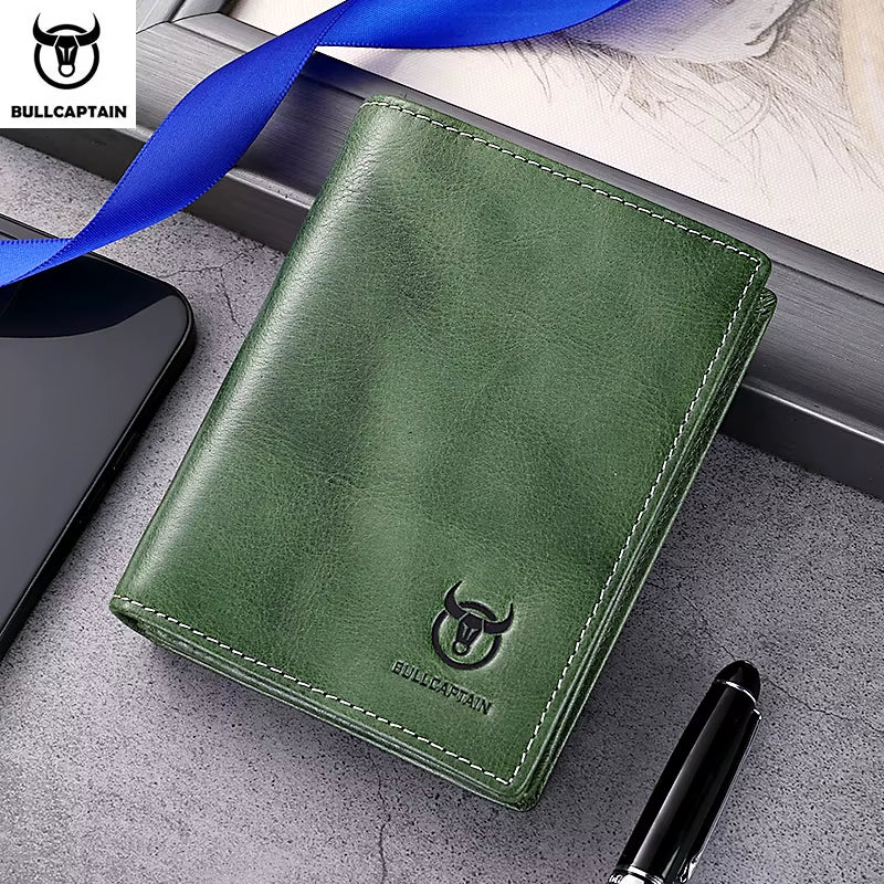 New 100% Leather Men'S Wallet High Quality Product Leather Men'S Wallet Multifunctional Card Slot Short Wallet QB017