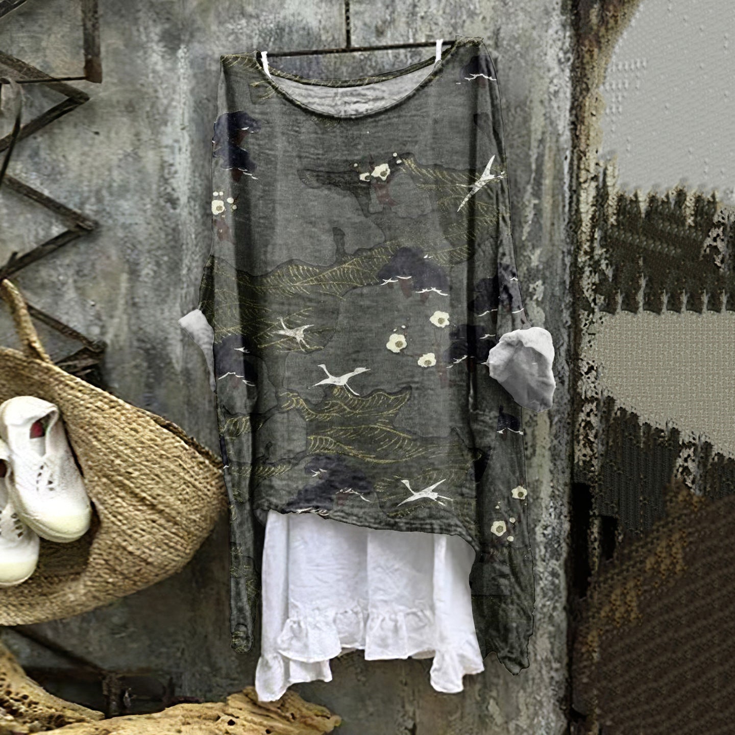 Summer Monsoon Long Sleeve Printed Urban Leisure Pullover Single Top