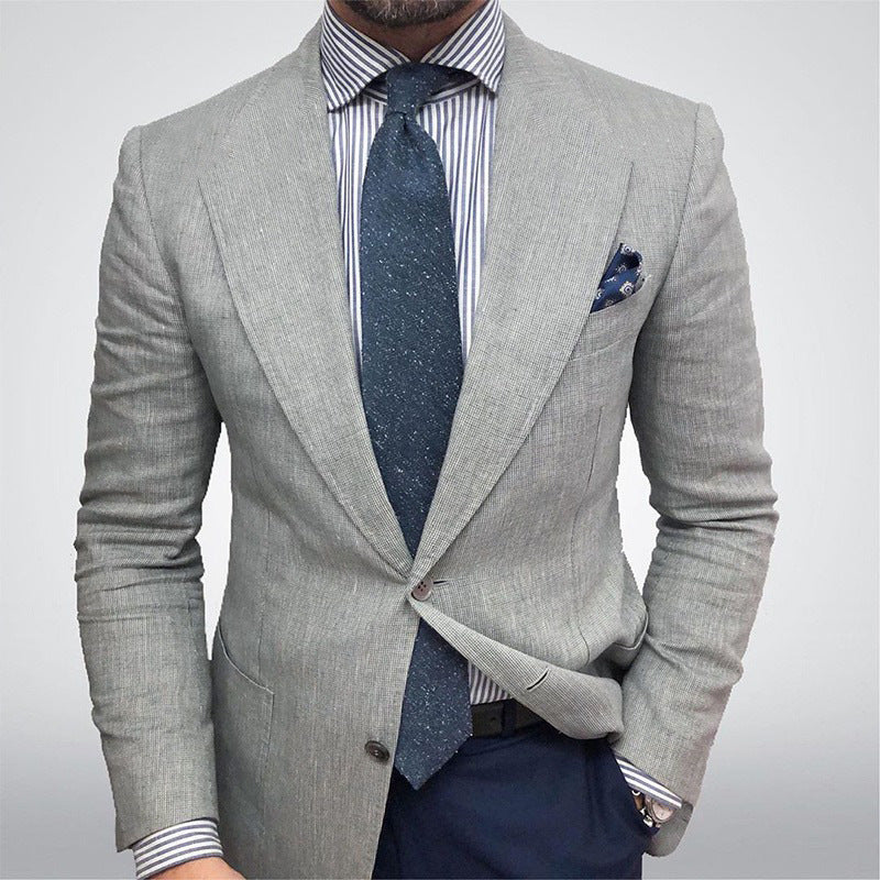 Printed Double Buckle Men's Plus Size Suit Coat