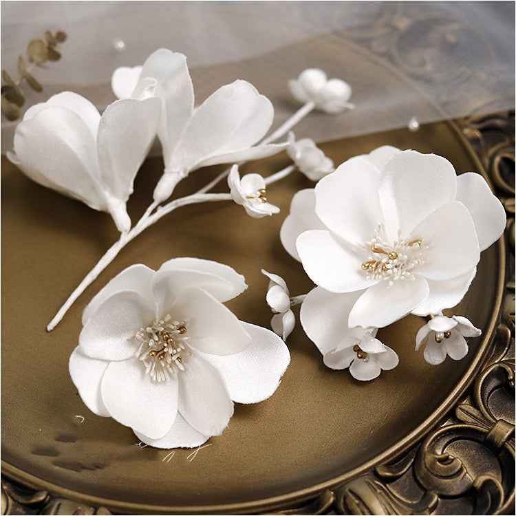 Original French Three-dimensional White Flower Headband
