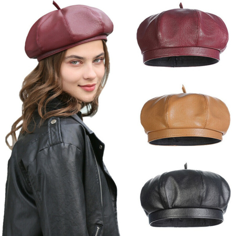Fashion PU Octagonal Hat Net Red Korean Version