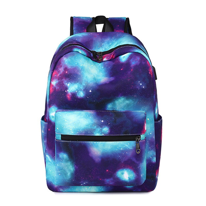 Casual Backpack Fashionable Printed USB Charging