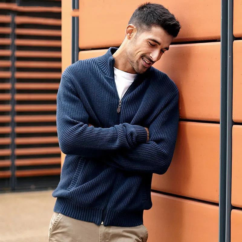 Forår Efterår Herre Cardigan Vinylon Sweaterjakke