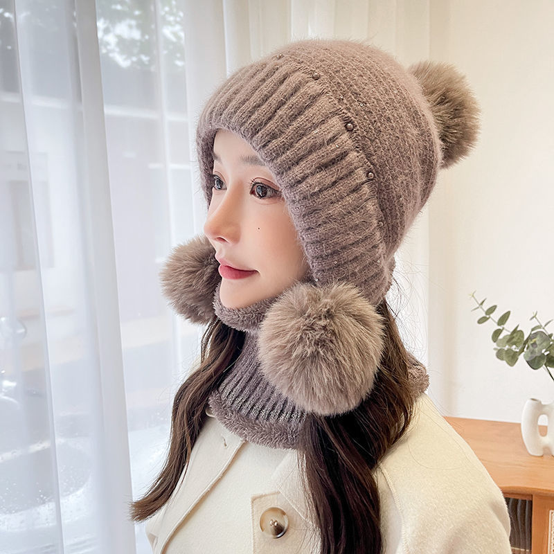 Velvet Padded Knitted Hat Ear Protection Warm