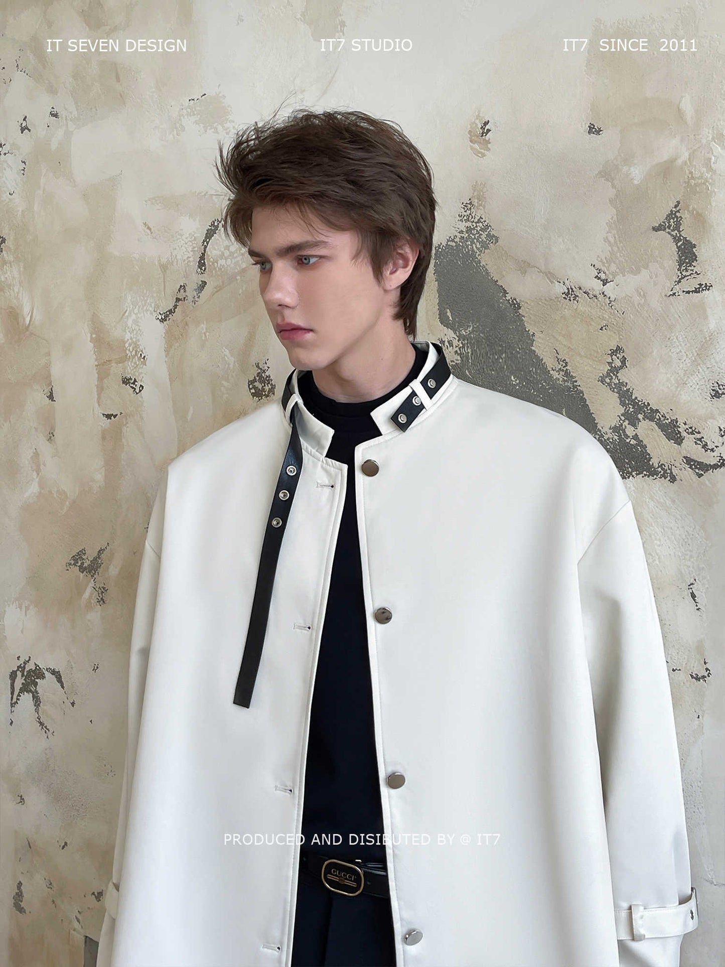 Cape Belt Design Fashion High-end Round Neck Coat