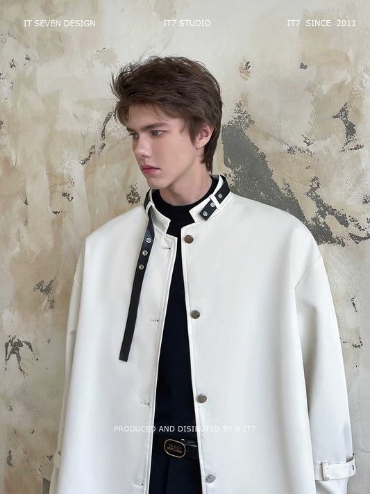 Cape Belt Design Fashion High-end Round Neck Coat