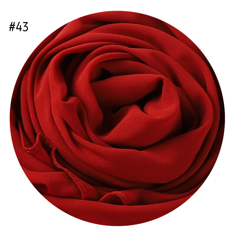Women's Simple And Versatile Solid Color Pearl Chiffon Scarf