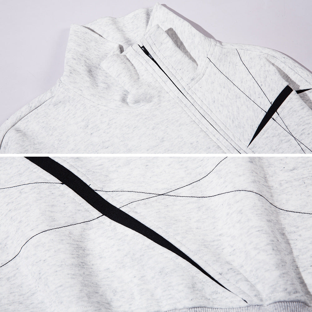 Irregular Color Matching Topstitching Loose Top