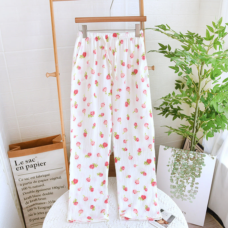Straight Cotton Loose Home Pants Pajama Pants With Pockets Can Be Worn Outside