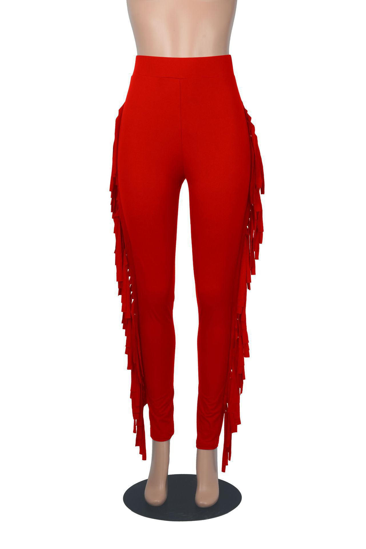 Spring And Autumn New European And American Women's Clothing Tight High Waist Tassel Bandage Pants