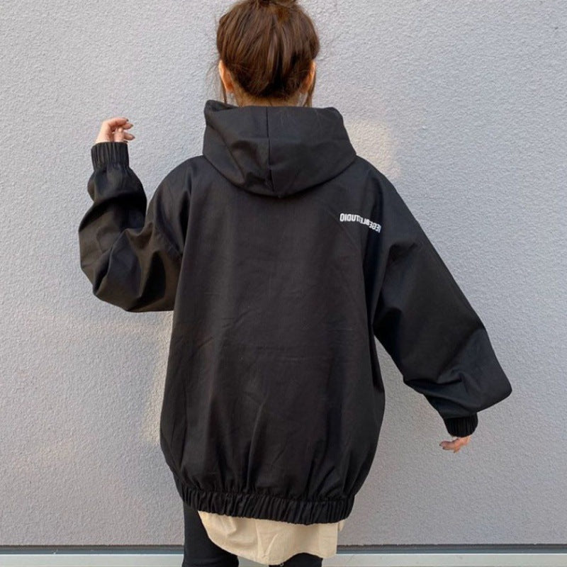Autumn Women's Long Sleeve Casual Loose Hooded Jacket