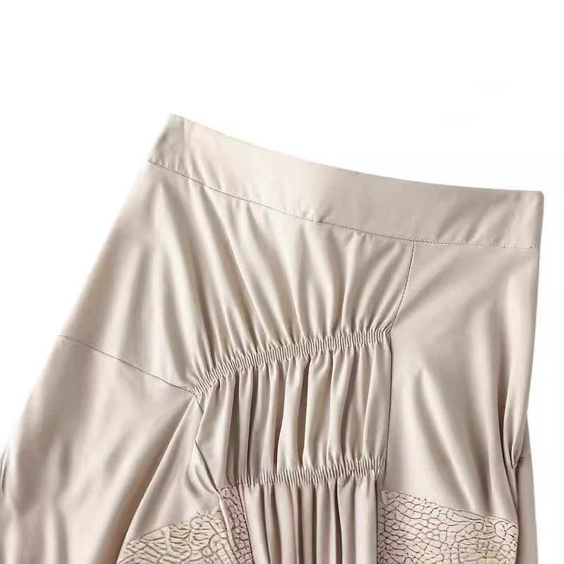Super Hot Black White Pleated Midi Skirt