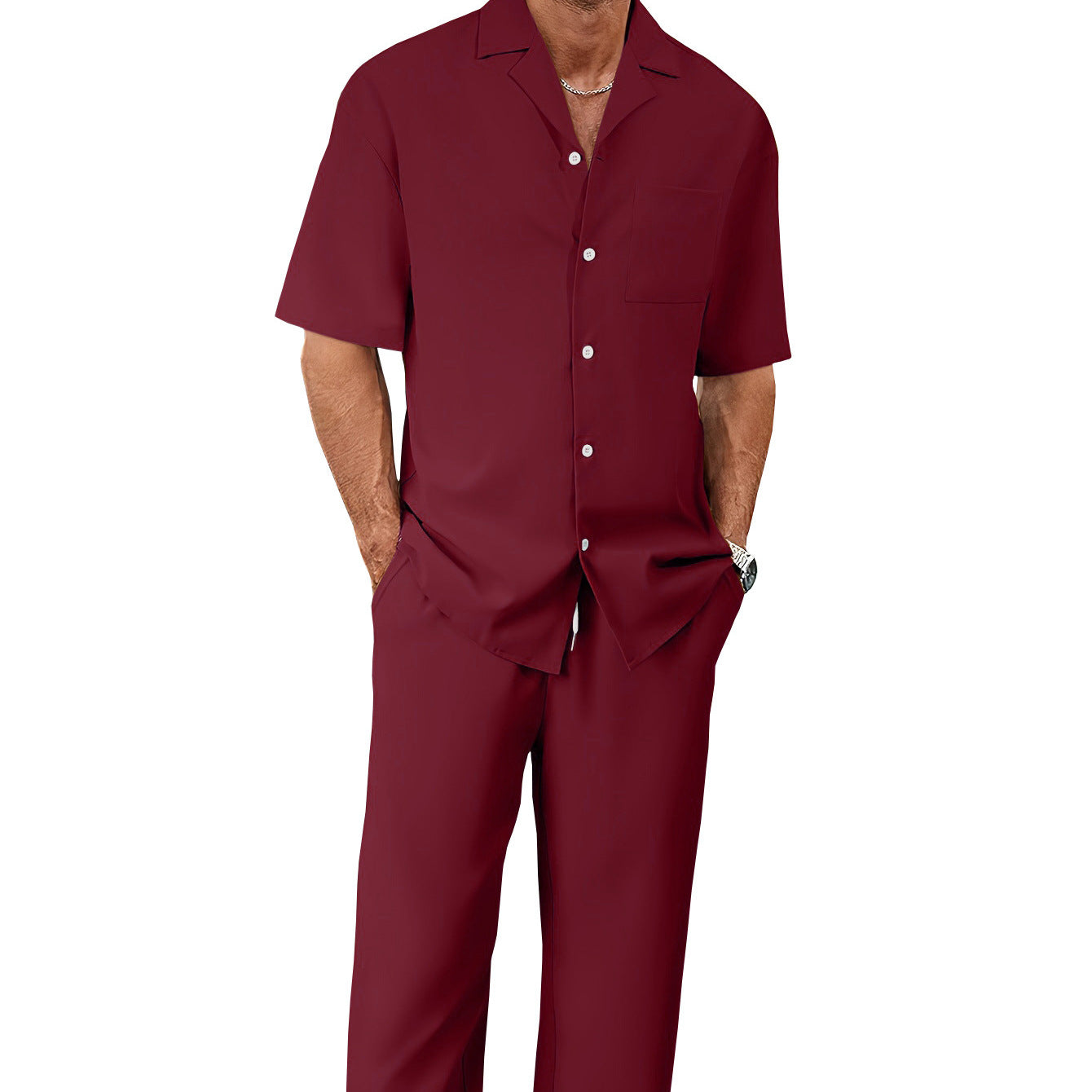 Lapel Short-sleeved Trousers Trendy Men's Clothing Suit