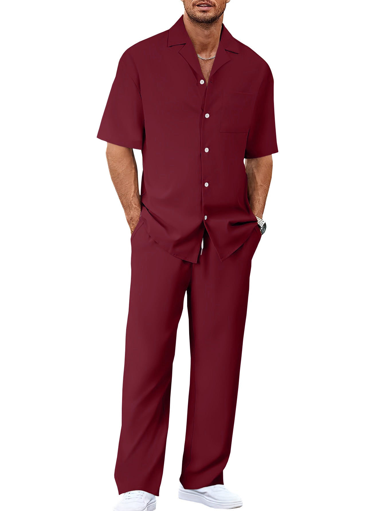 Lapel Short-sleeved Trousers Trendy Men's Clothing Suit