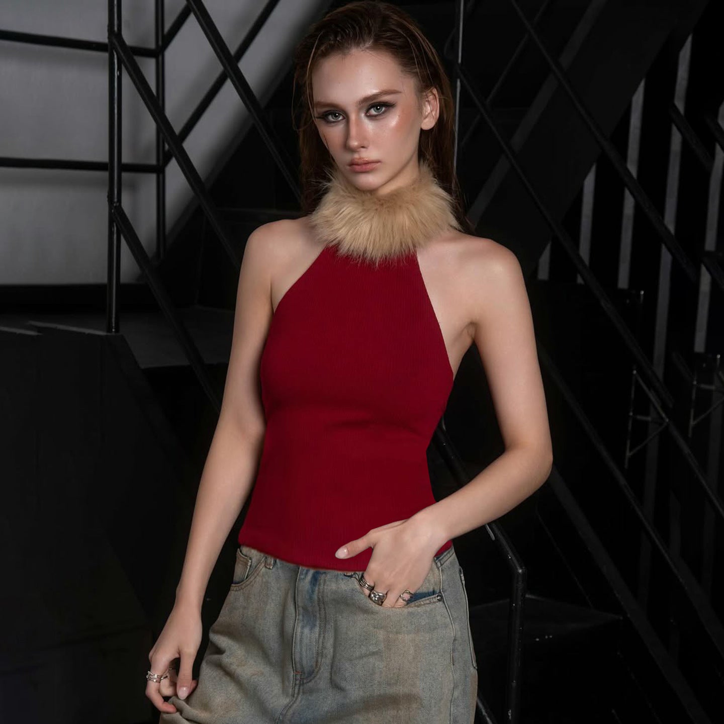 Retro Waist-cinching Figure-flattering Top