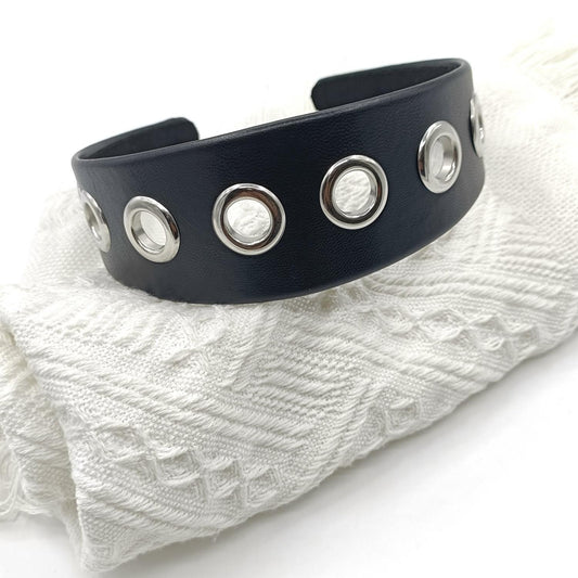 Fashion Large Rivet Punk Style Wide Version Personality Headband