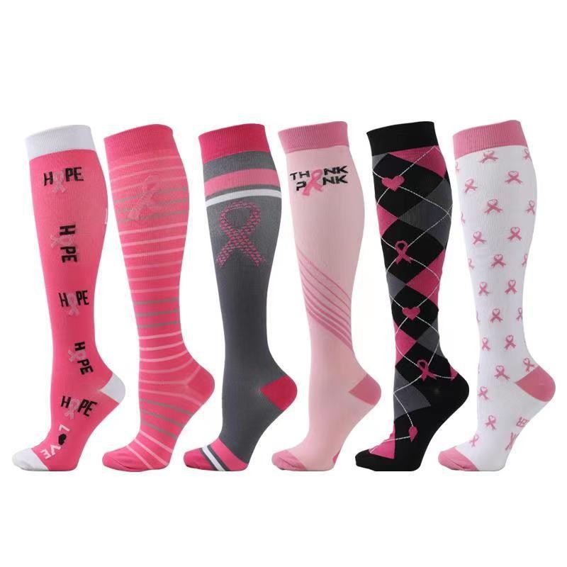 Combination Pattern Long Tube Sports Compression Stockings 6 Pairs