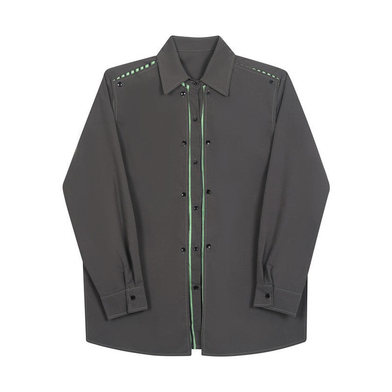 Men's And Women's Button Splicing Fake Two-piece Layered Jacket