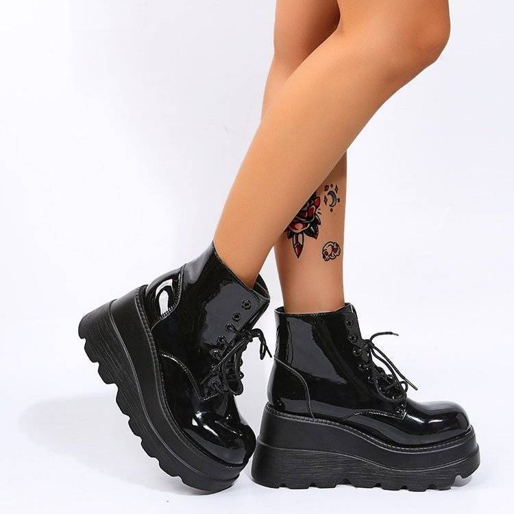 British Style Bootie Women's Fashion Platform Wedge Platform Martin Boots