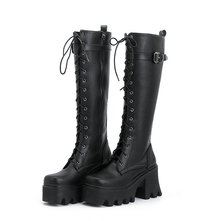 Women's Long British Style New High Boots Thick Sole Knight Boots
