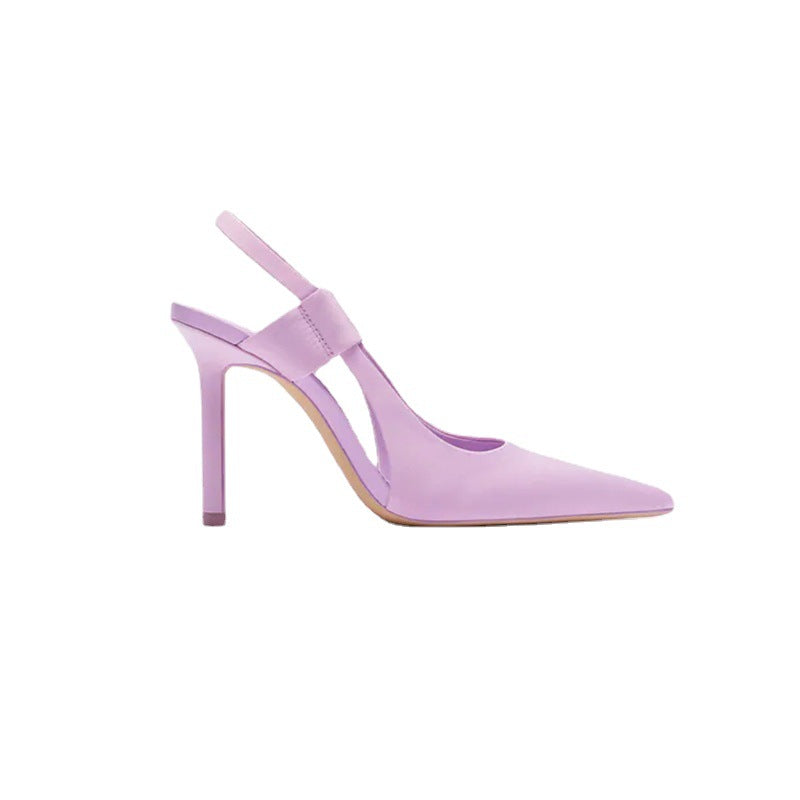 Women's Satin Purple Single Shoes Pointed Toe Stiletto Heels