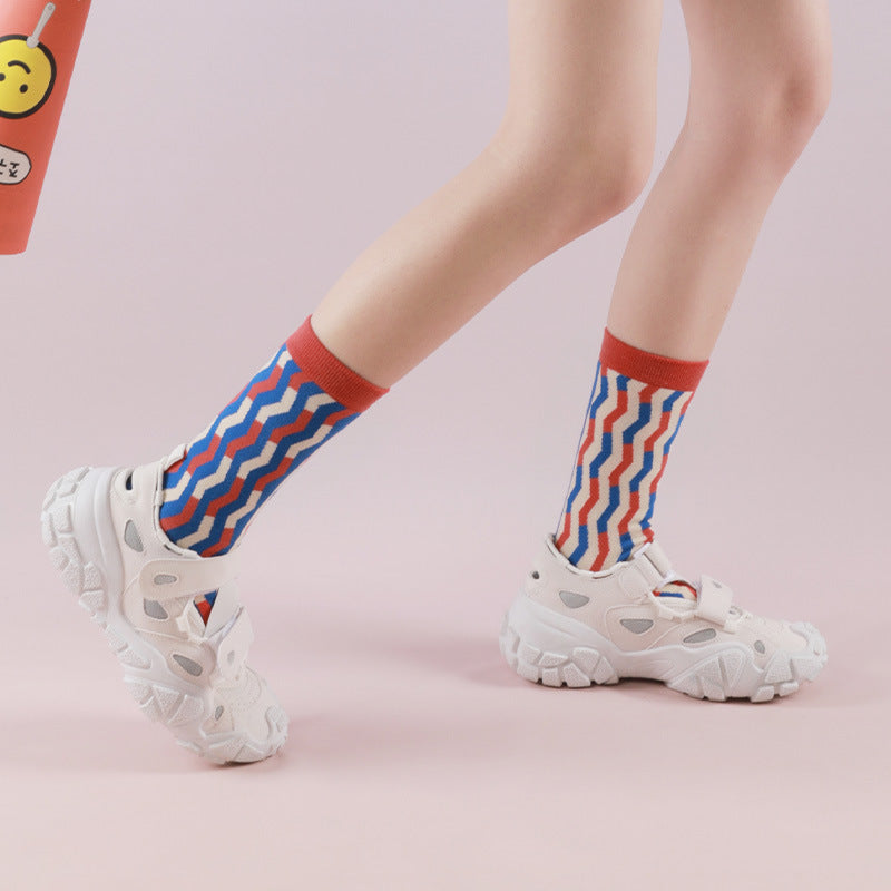 Cheerful Color Block Cute Japanese Style Korean Style Socks