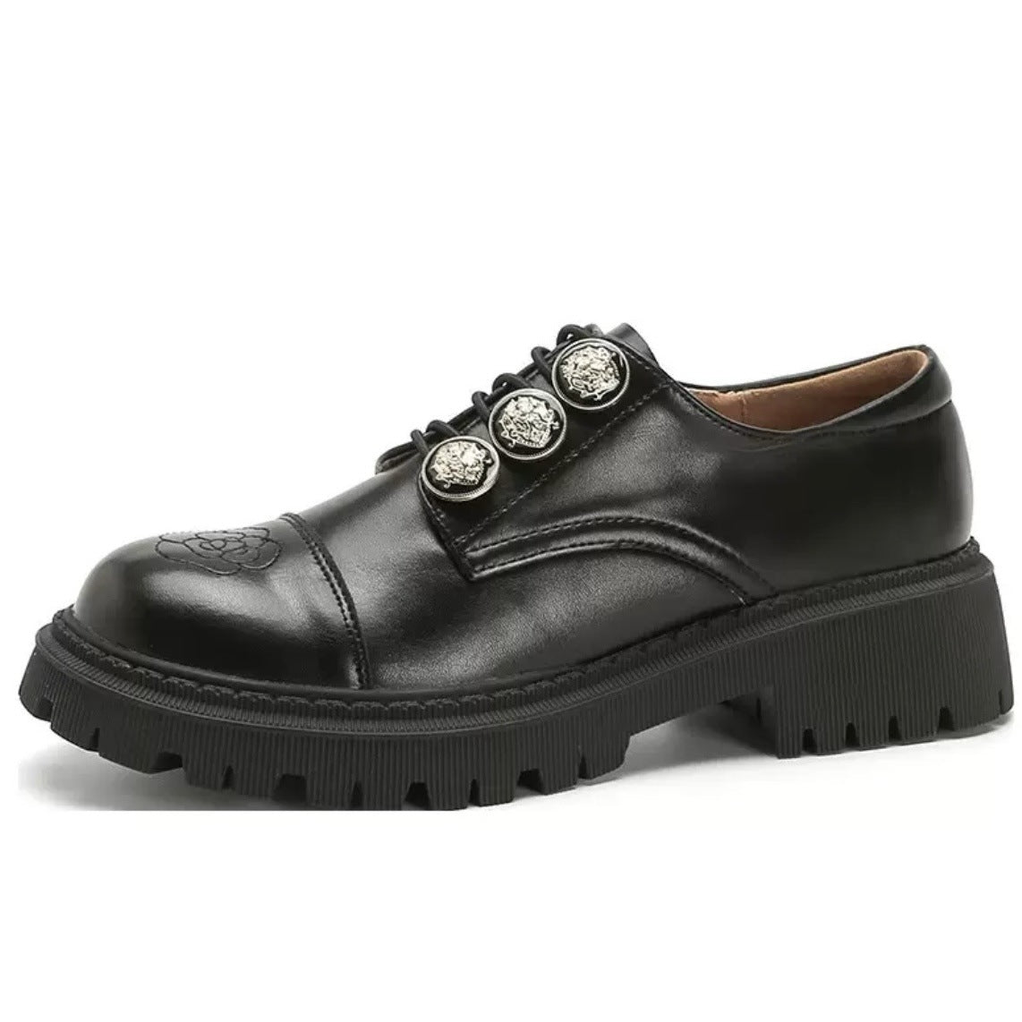 Niche Academic Style Black Block Heel Pumps