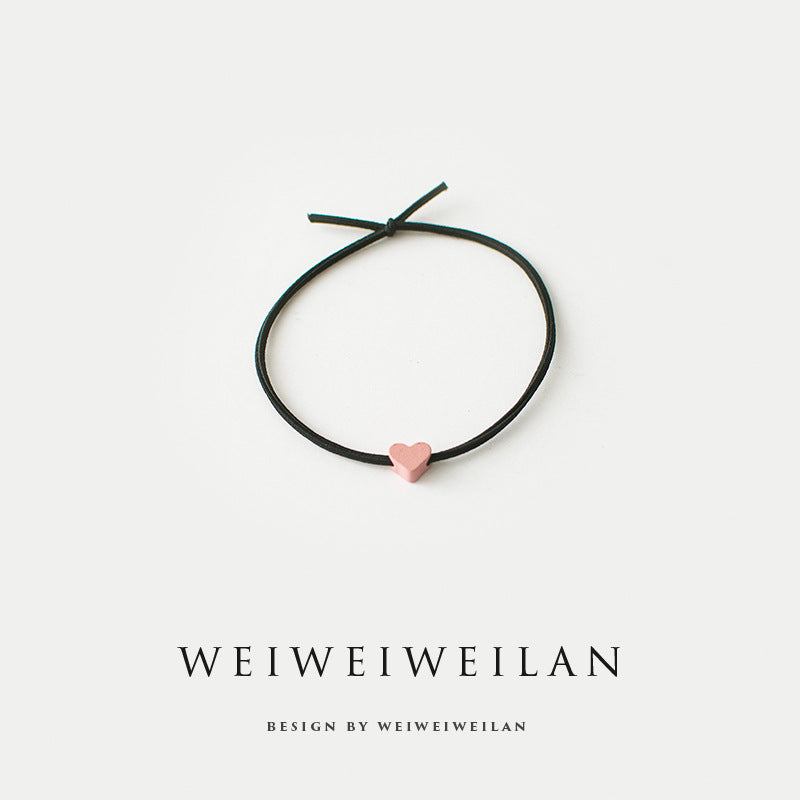 Simple All-match Rubber Band Colored Loving Heart Hair Rope