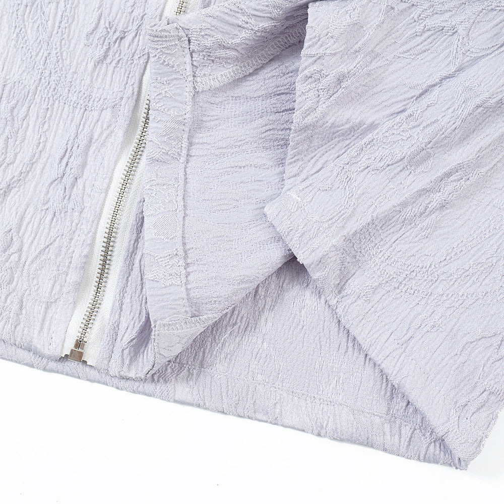 Design Pleated Texture Long Sleeve Shirt