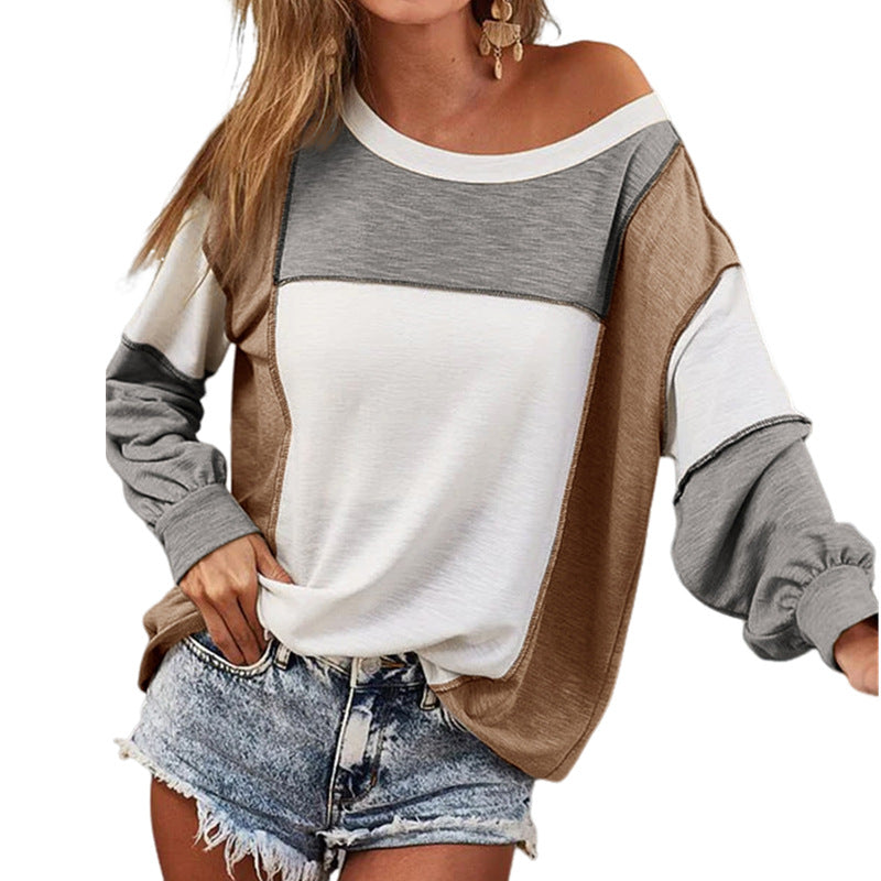 Rundhalset Flerfarvet Pullover Mode Løs Casual Sweater