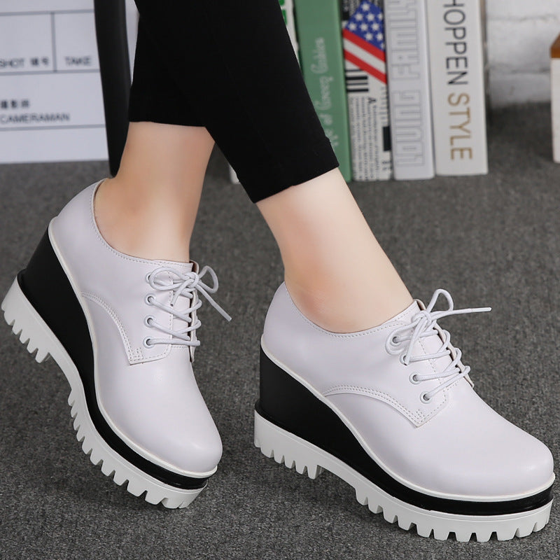 New College Tassel Deep Mouth Women's Shoes Platform Platform Platform Leather Shoes