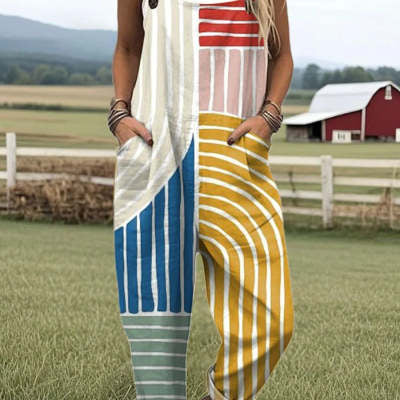 Summer Digital 3D Printing Button Strap Casual Suspenders