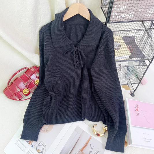 Women's Retro Lace-Up Long Sleeve Sweater