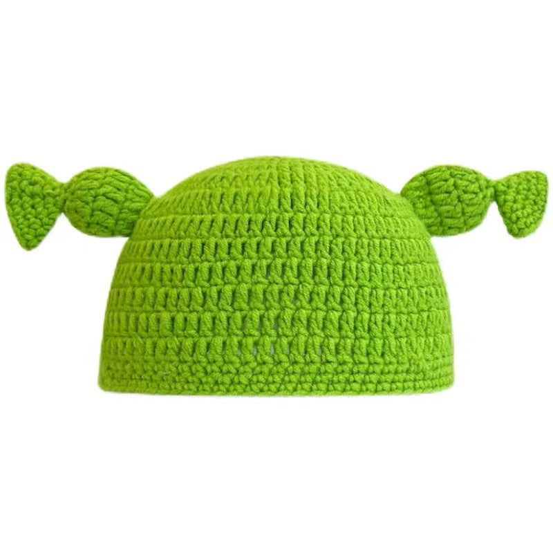 Green Cartoon Funny Knitting Wool Hat