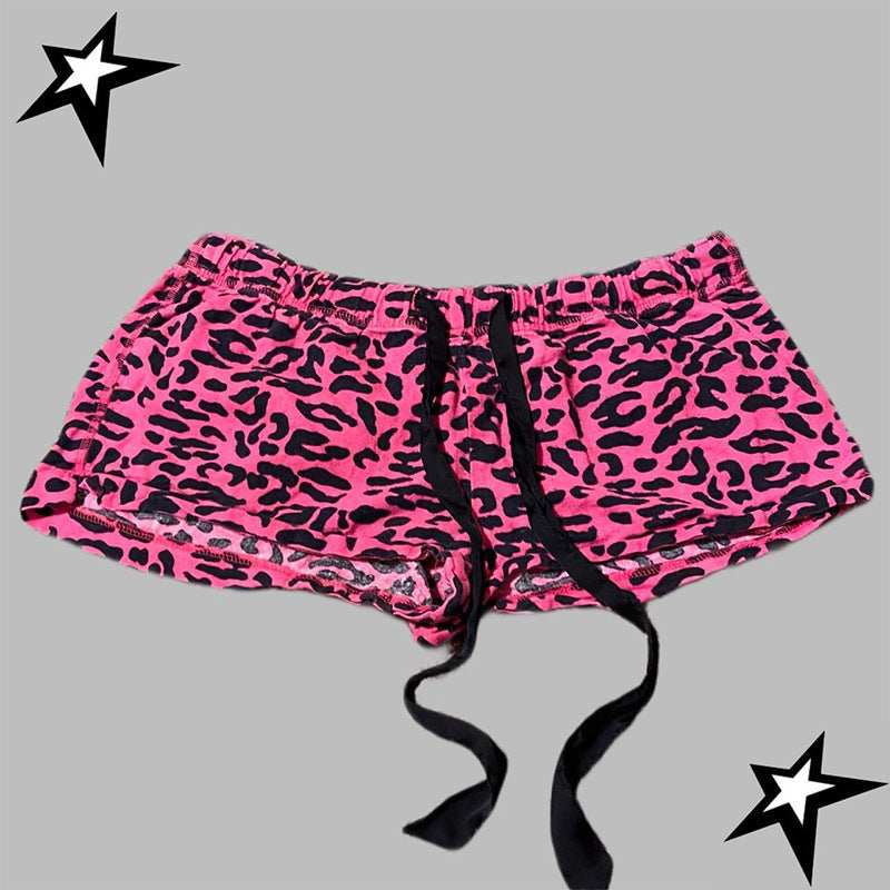 Hot Girl Leopard-print Slim-fit Contrast Color Hot Girl Casual Track Sweatpants