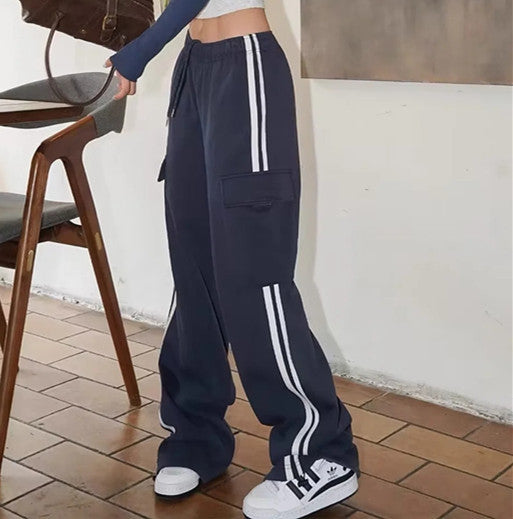 Side Stripe Syning Dame Snorlomme Afslappede Bukser Med Fod