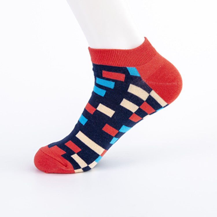 Men's Socks Trend New Geometric Series Boat Socks
