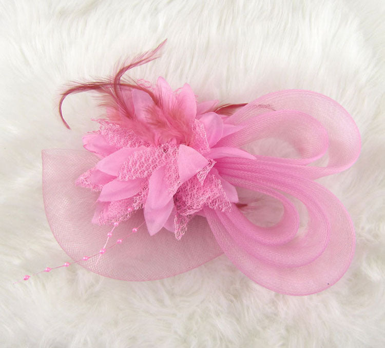 Bridal Feather Mesh Head Flower