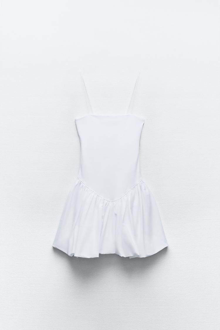 Off-the-shoulder Stretchy Thin-strapped Ruffled Patchwork Dress