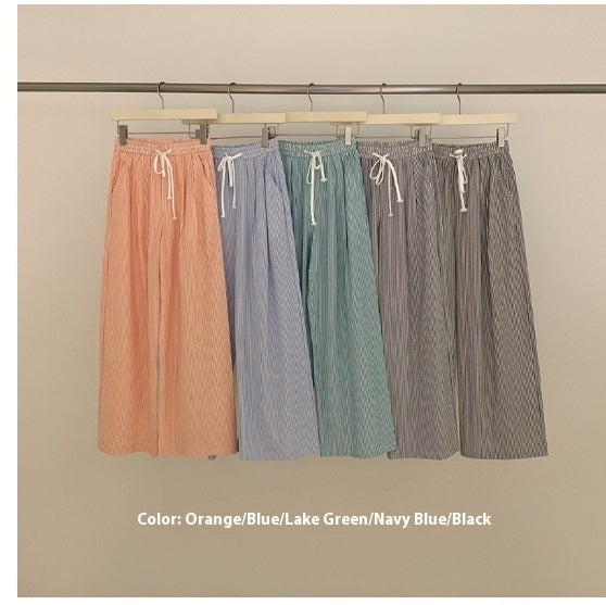 Women's Korean-style Striped Casual Pants Loose Straight Wide Leg