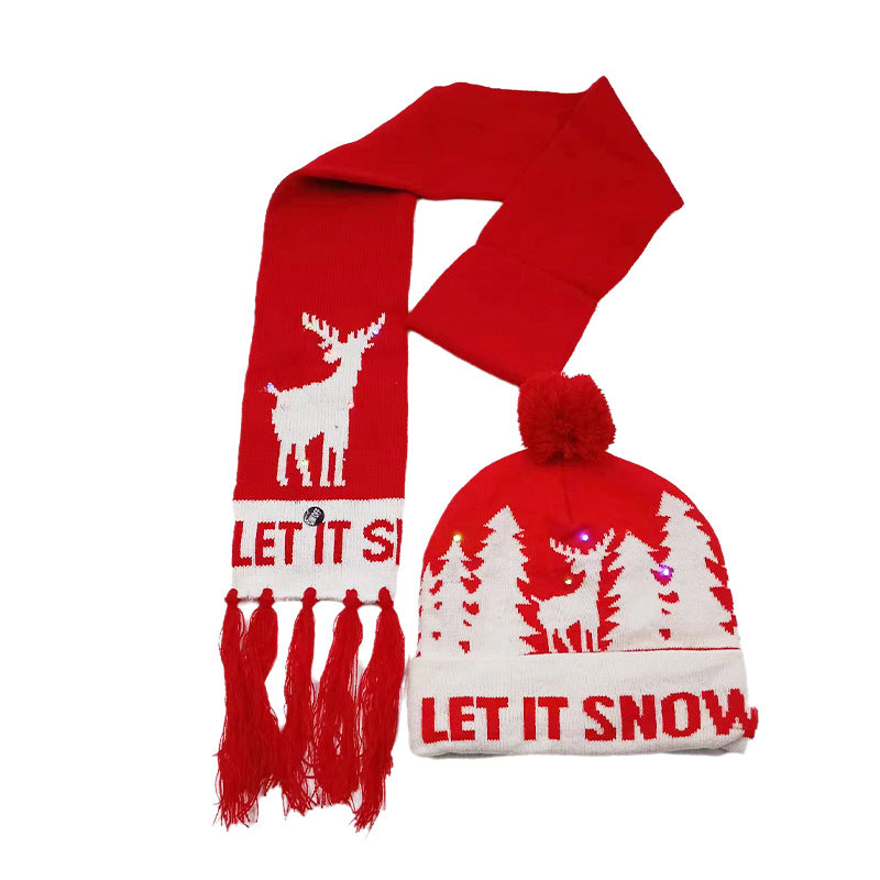 Holiday Party Christmas LED Luminous Knitted Jacquard Knitted Hat
