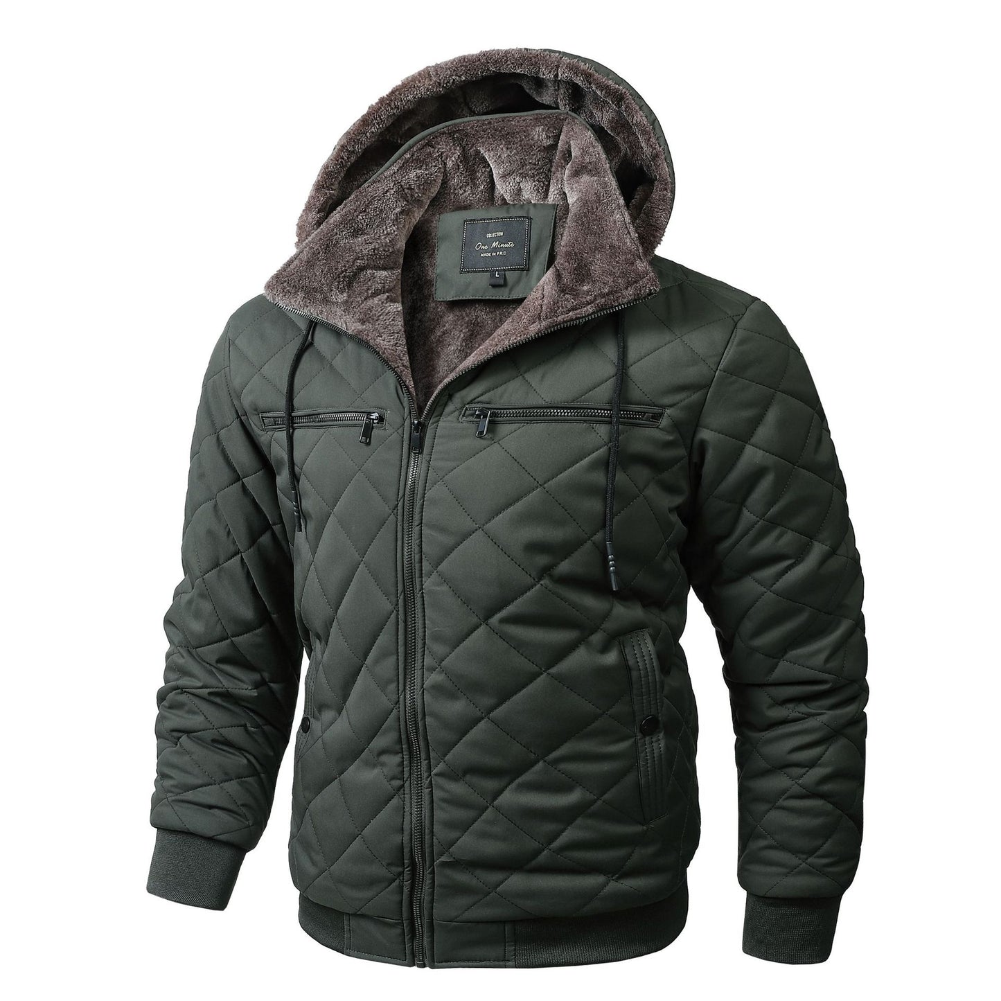 Mens Winter Fleece Lined Jacket Warm Insulated Cotton Coat