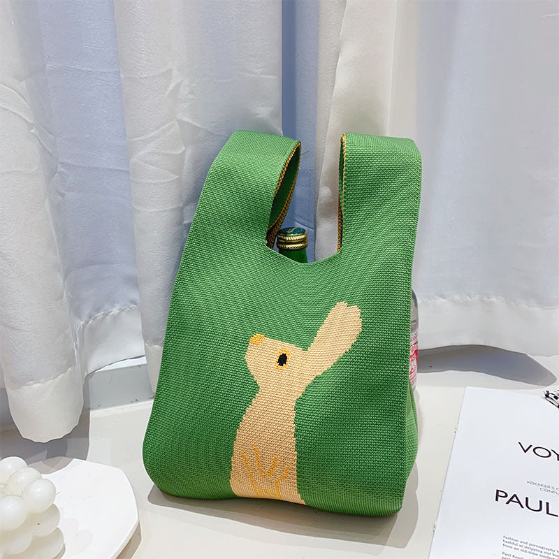 Vest Bag Knitted Woven Heart Plaid