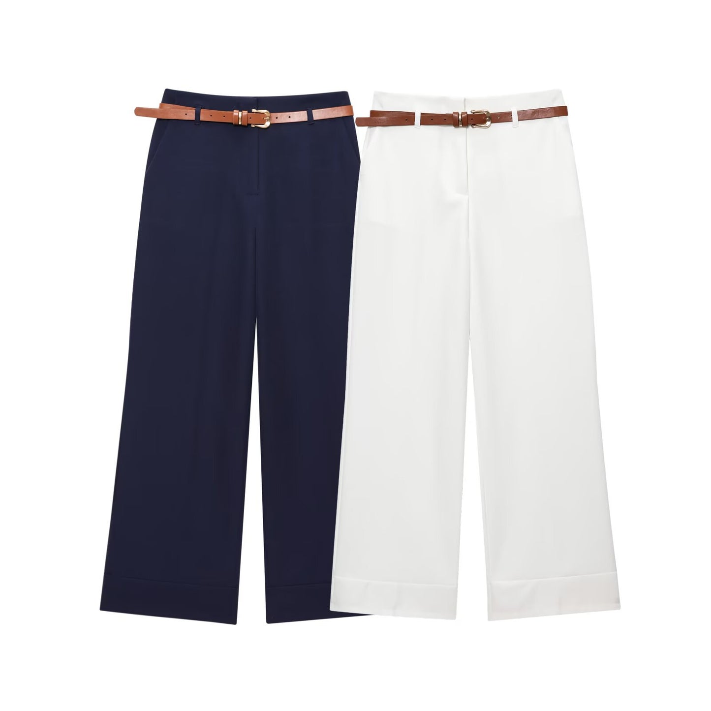 Western Style With Belt Curling Trousers
