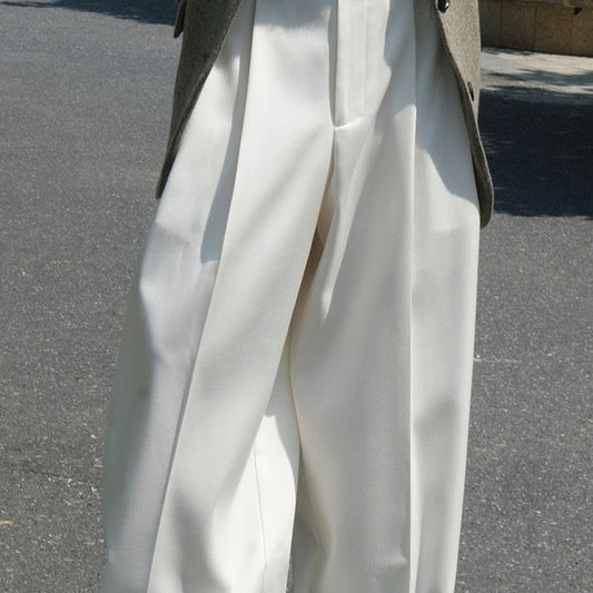 Casual Style Three-dimensional Pleated Suit Pants Loose Drooping Women