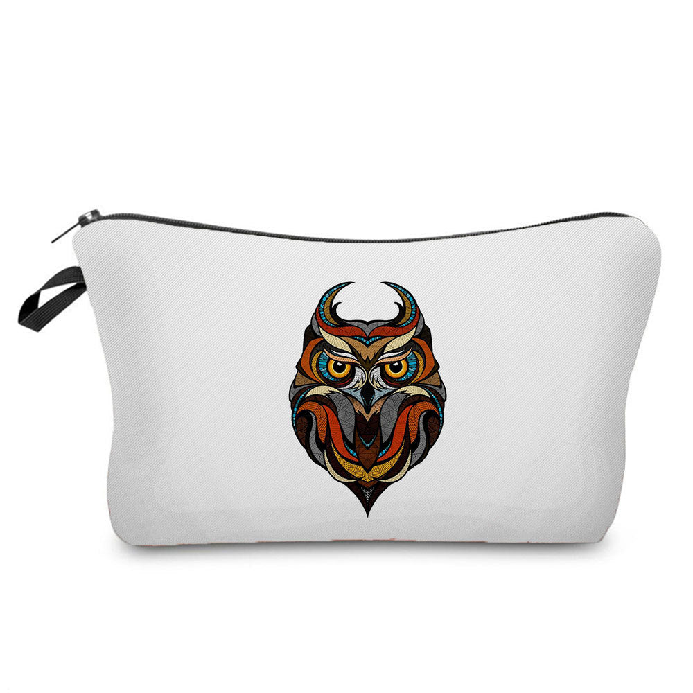 Cartoon Cute Owl Print Cosmetic Bag