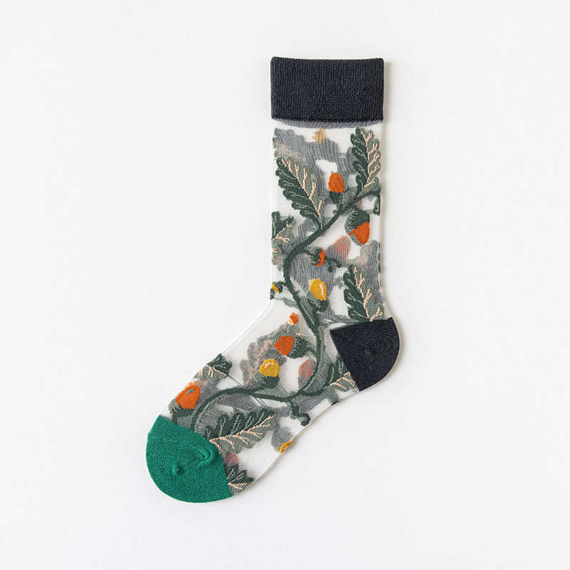 Summer New Thin Glass Silk Fashion Socks