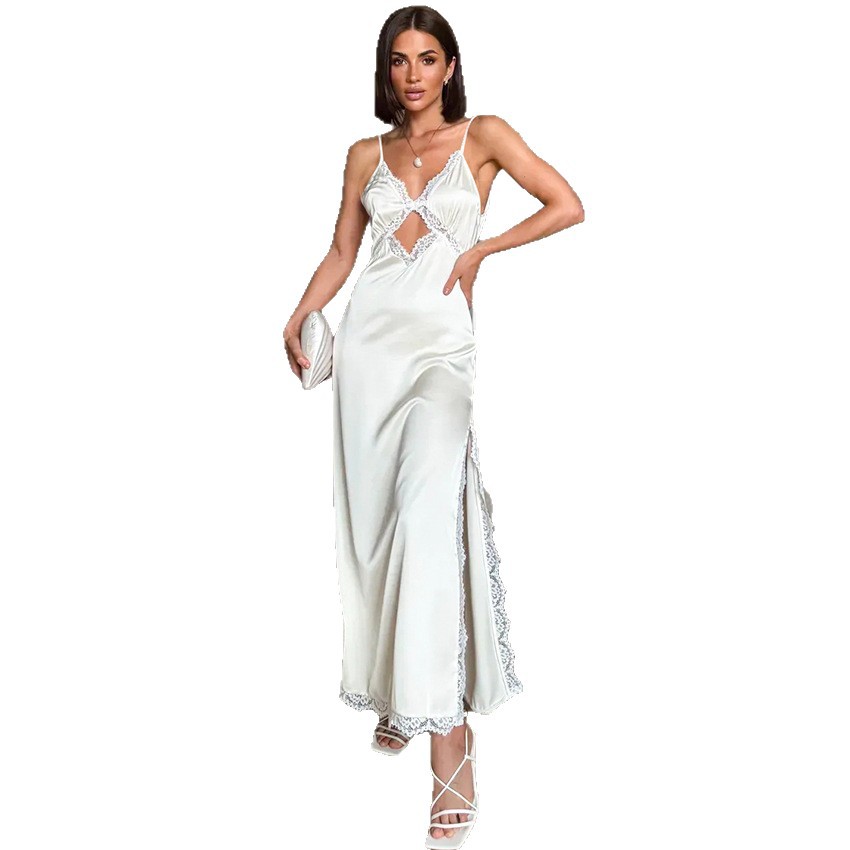 Fashion Sexy Suspender Long Straight   Dress
